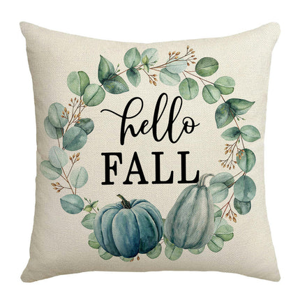 Throw Pillow Covers Blue Pumpkin Decorative Pillow Covers Autumn Linen Square Sofa Pillow Cases