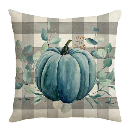 Throw Pillow Covers Blue Pumpkin Decorative Pillow Covers Autumn Linen Square Sofa Pillow Cases