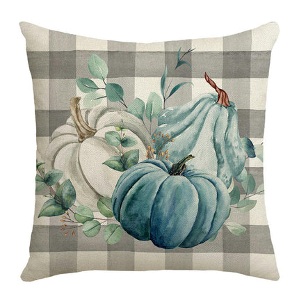 Throw Pillow Covers Blue Pumpkin Decorative Pillow Covers Autumn Linen Square Sofa Pillow Cases