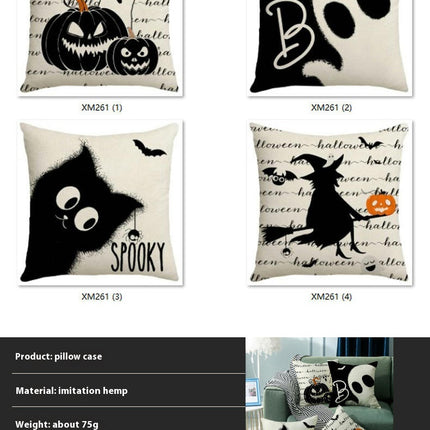 Throw Pillow Covers Halloween Pumpkin Decorative Pillow Covers Linen Square Sofa Pillow Cases