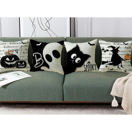 Throw Pillow Covers Halloween Pumpkin Decorative Pillow Covers Linen Square Sofa Pillow Cases