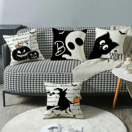 Throw Pillow Covers Halloween Pumpkin Decorative Pillow Covers Linen Square Sofa Pillow Cases