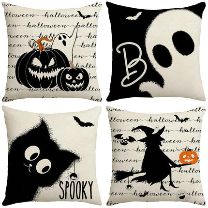 Throw Pillow Covers Halloween Pumpkin Decorative Pillow Covers Linen Square Sofa Pillow Cases