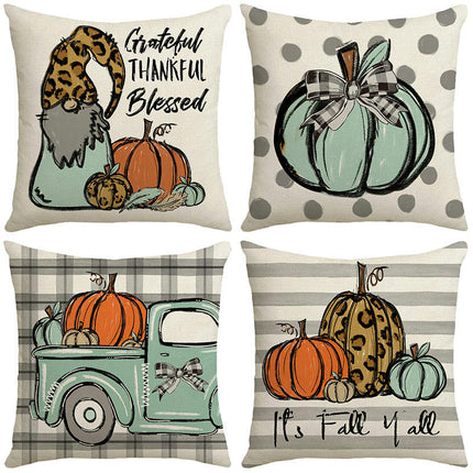 Pumpkin Pillow Covers Gnome Decorative Cushion Covers Pillow Cases for Home Bedroom Couch Decor-A