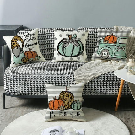 Pumpkin Pillow Covers Gnome Decorative Cushion Covers Pillow Cases for Home Bedroom Couch Decor-A