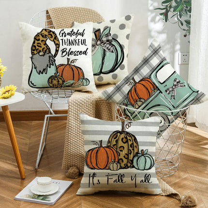 Pumpkin Pillow Covers Gnome Decorative Cushion Covers Pillow Cases for Home Bedroom Couch Decor-A