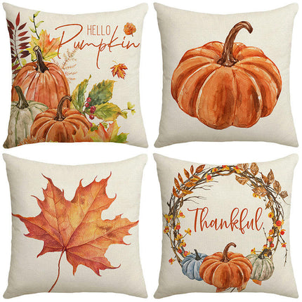 Pumpkin Pillow Covers,Autumn Thanksgiving Throw Pillow Covers Maple Leaf Decor Cushion Covers