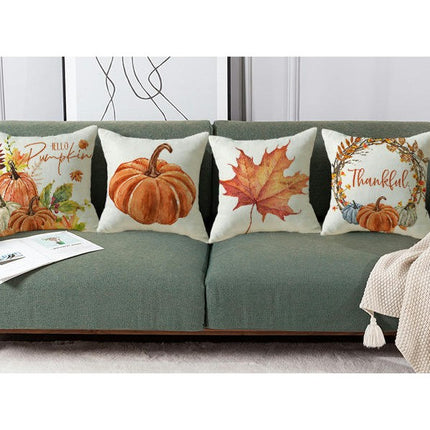 Pumpkin Pillow Covers,Autumn Thanksgiving Throw Pillow Covers Maple Leaf Decor Cushion Covers