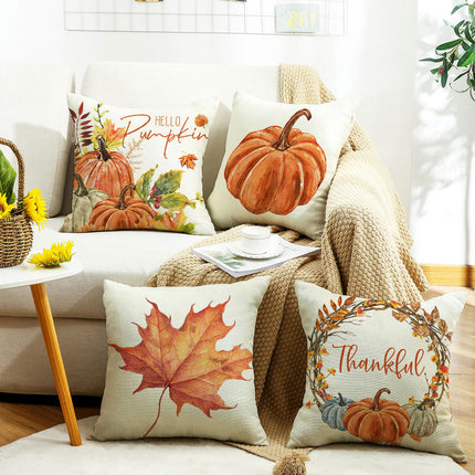 Pumpkin Pillow Covers,Autumn Thanksgiving Throw Pillow Covers Maple Leaf Decor Cushion Covers