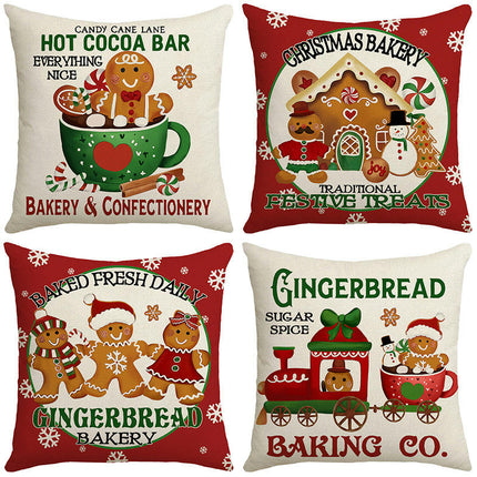 Throw Pillow Covers Christmas Gingerbread Home Decorative Cushion Covers Pillowcases for Sofa