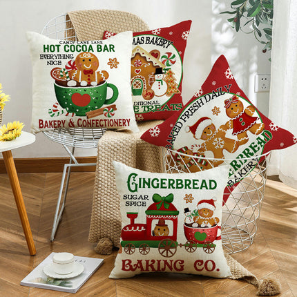 Throw Pillow Covers Christmas Gingerbread Home Decorative Cushion Covers Pillowcases for Sofa