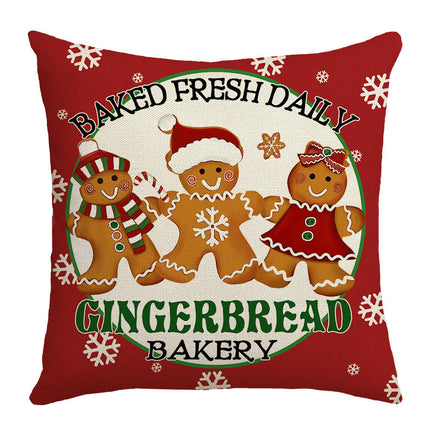 Throw Pillow Covers Christmas Gingerbread Home Decorative Cushion Covers Pillowcases for Sofa