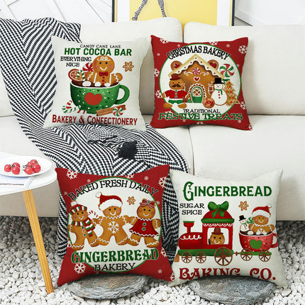 Throw Pillow Covers Christmas Gingerbread Home Decorative Cushion Covers Pillowcases for Sofa