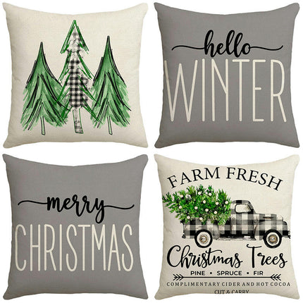 Christmas Tree Throw Pillow Covers Christmas Home Decorative Cushion Covers Pillowcases for Sofa