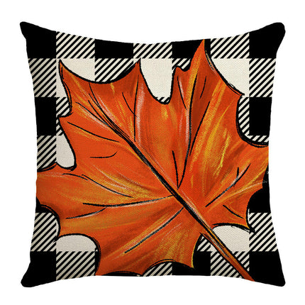 Pumpkin Pillow Covers,Autumn Thanksgiving Throw Pillow Covers Maple Leaf Decor Cushion Covers-A