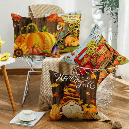 Pumpkin Pillow Covers Gnome Decorative Cushion Covers Pillow Cases for Home Bedroom Couch Decor-C