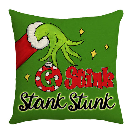 Christmas Cartoon Throw Pillow Covers Green Christmas Home Decorative Cushion Covers Pillowcases for Sofa