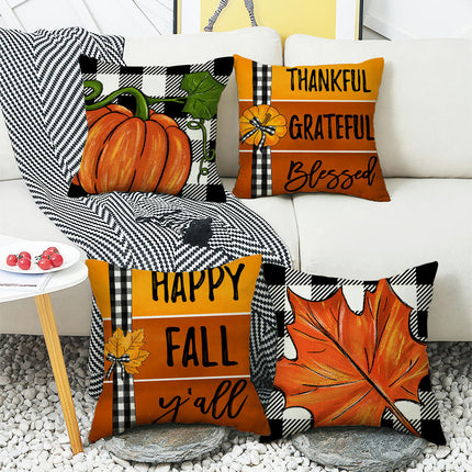 Pumpkin Pillow Covers,Autumn Thanksgiving Throw Pillow Covers Maple Leaf Decor Cushion Covers-A