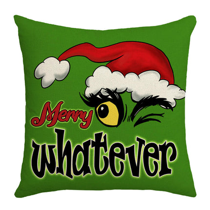 Christmas Cartoon Throw Pillow Covers Green Christmas Home Decorative Cushion Covers Pillowcases for Sofa