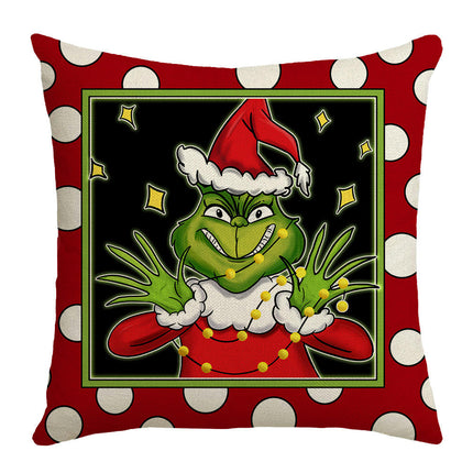 Christmas Cartoon Throw Pillow Covers Green Christmas Home Decorative Cushion Covers Pillowcases for Sofa