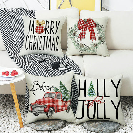 Christmas Tree Decorations Throw Pillow Covers,Merry Christmas Truck Christmas Decor for Sofa Home