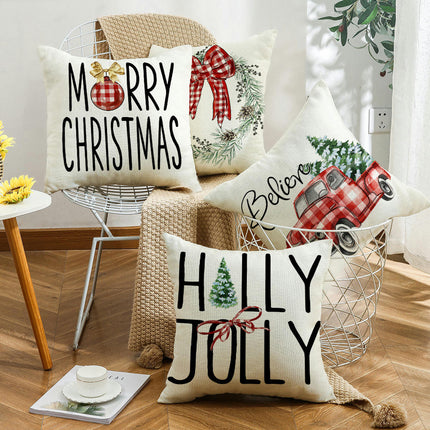 Christmas Tree Decorations Throw Pillow Covers,Merry Christmas Truck Christmas Decor for Sofa Home