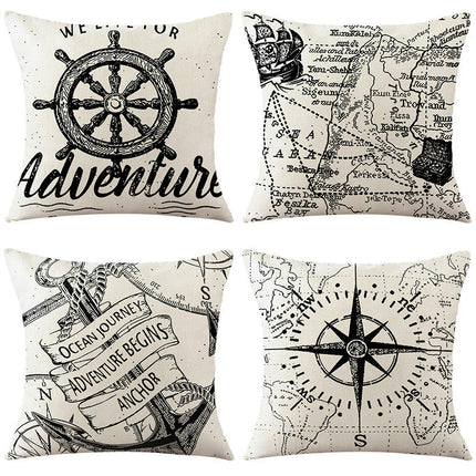 Nautical Throw Pillow Cover Ship Decorative Pillow Case Cushion Cover Home Sofa Decor Pillow Cover