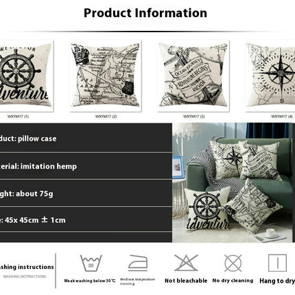 Nautical Throw Pillow Cover Ship Decorative Pillow Case Cushion Cover Home Sofa Decor Pillow Cover