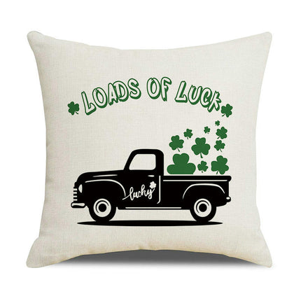 Lucky Clover Throw Pillow Cover,Green Cushion Case Cover Linen Pillowcase Decoration for Sofa Couch