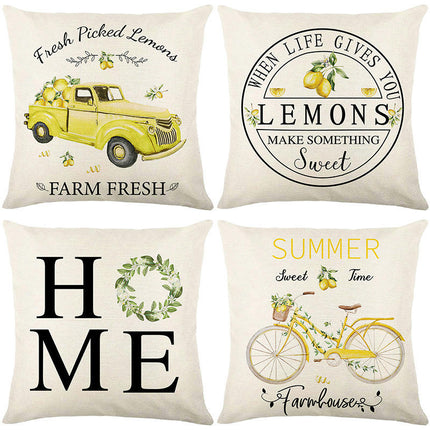 Lemon Throw Pillow Covers Decorative Pillowcases Summer Pillow Cover Outdoor Cushion Cases for Couch Sofa-A