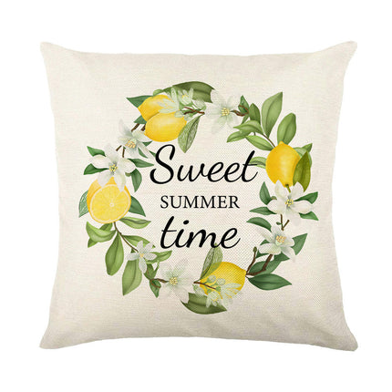 Lemon Throw Pillow Covers Decorative Pillowcases Summer Pillow Cover Outdoor Cushion Cases for Couch Sofa-A