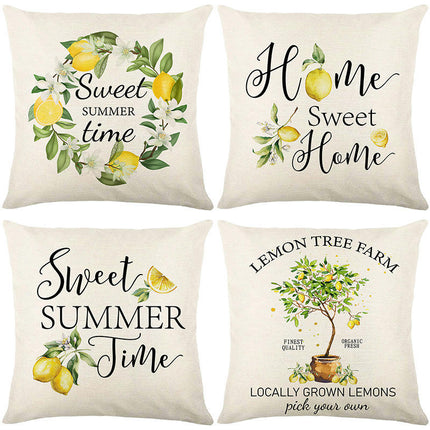 Lemon Throw Pillow Covers Decorative Pillowcases Summer Pillow Cover Outdoor Cushion Cases for Couch Sofa-A