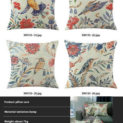 Outdoor Bird Decorative Throw Pillowcase Bird Flower Throw Pillow Covers for Home Couch Sofa Decor