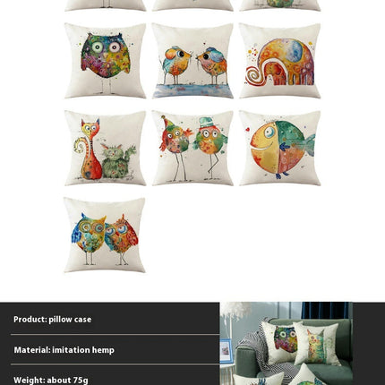 Outdoor Decorative Throw Pillowcase Cartoon Animals Throw Pillow Covers for Home Couch Sofa Decor