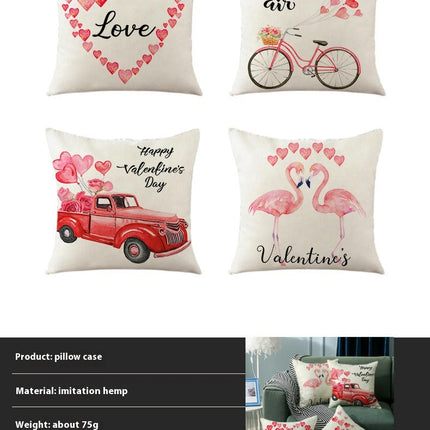 Valentines Day Throw Pillow Covers Love Hearts Decorative Pillowcase Cushion Covers Soft Pillow Cases-A1