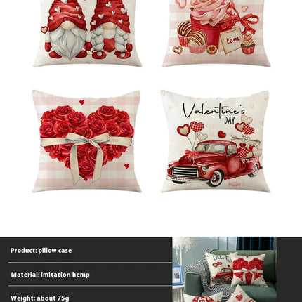 Valentines Day Throw Pillow Covers Love Hearts Decorative Pillowcase Cushion Covers Soft Pillow Cases-A