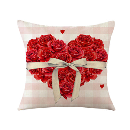 Valentines Day Throw Pillow Covers Love Hearts Decorative Pillowcase Cushion Covers Soft Pillow Cases-A