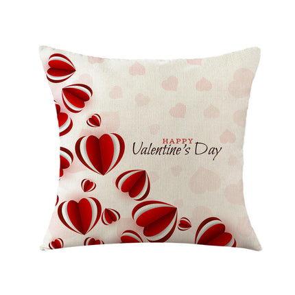 Valentines Day Throw Pillow Covers Love Hearts Decorative Pillowcase Cushion Covers Soft Pillow Cases-B