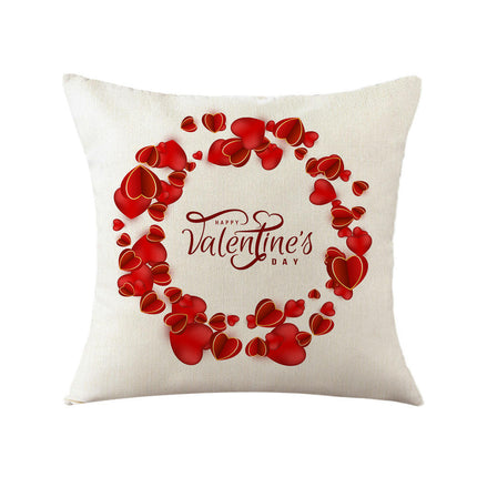 Valentines Day Throw Pillow Covers Love Hearts Decorative Pillowcase Cushion Covers Soft Pillow Cases-B