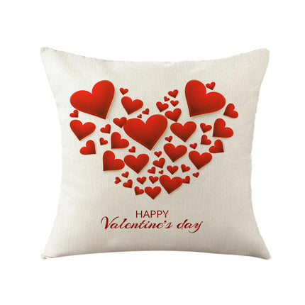 Valentines Day Throw Pillow Covers Love Hearts Decorative Pillowcase Cushion Covers Soft Pillow Cases-B