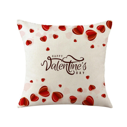 Valentines Day Throw Pillow Covers Love Hearts Decorative Pillowcase Cushion Covers Soft Pillow Cases-B