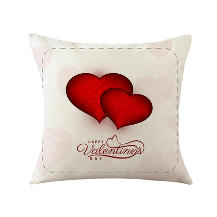 Valentines Day Throw Pillow Covers Love Hearts Decorative Pillowcase Cushion Covers Soft Pillow Cases-B