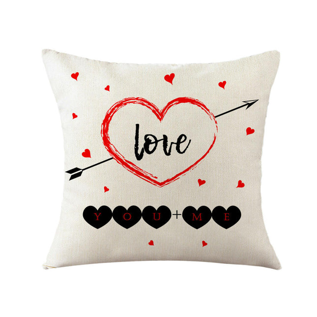 Valentine Pillow Covers Love Heart Valentine's Day Decorative Throw Pillows Cases Decor for Home Sofa Bed-A