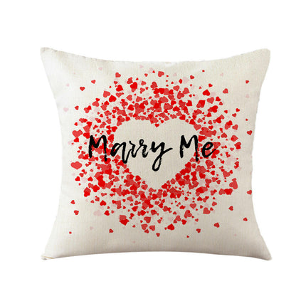 Valentine Pillow Covers Love Heart Valentine's Day Decorative Throw Pillows Cases Decor for Home Sofa Bed-A