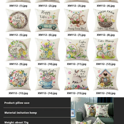 Easter Throw Pillow Covers Easter Decorative Pillow Covers Bunny Eggs Cushion Covers Pillow Cases for Home