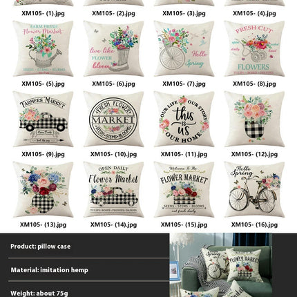 Floral Decorative Throw Pillow Covers Spring Flower Pillows Case Outdoor Cushion Covers for Sofa Home Decor-A