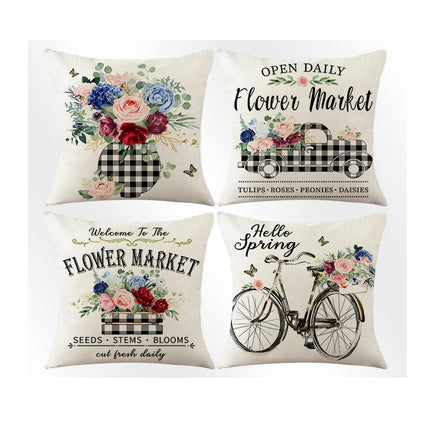 Floral Decorative Throw Pillow Covers Spring Flower Pillows Case Outdoor Cushion Covers for Sofa Home Decor-A