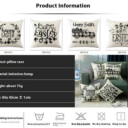 Soft Pillow Cases Easter Decorative Throw Pillow Covers Outdoor Cushion Covers for Home Sofa Decor-A