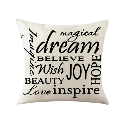 English Decorative Cushion Letters Linen Pillow Cover Pillowcase Cushion Cover for Sofa Throw Pillow Case-A