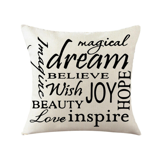 English Decorative Cushion Letters Linen Pillow Cover Pillowcase Cushion Cover for Sofa Throw Pillow Case-A